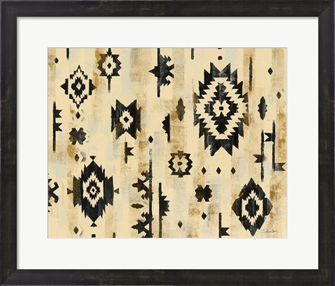 Framed Ivory and Black Pattern Print
