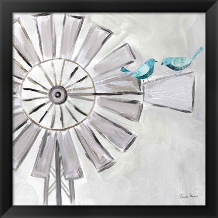 Framed Farmhouse Windmill with Birds Print