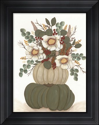 Framed Floral Pumpkin Stack Print