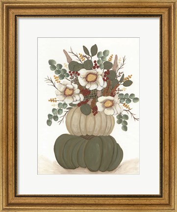 Framed Floral Pumpkin Stack Print