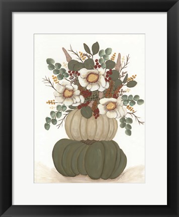 Framed Floral Pumpkin Stack Print