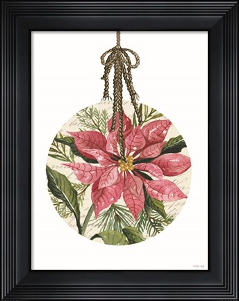 Framed Poinsettia Ornament Print