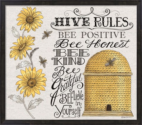 Framed Hive Rules Print