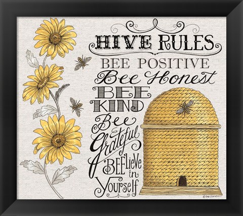 Framed Hive Rules Print