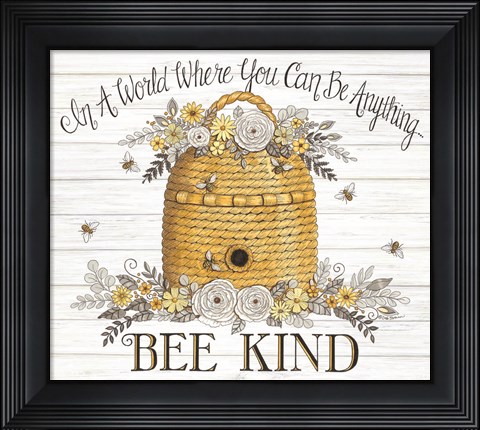Framed Bee Kind Bee Hive Print
