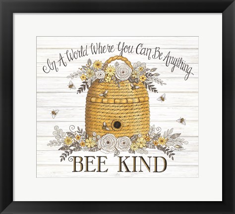 Framed Bee Kind Bee Hive Print