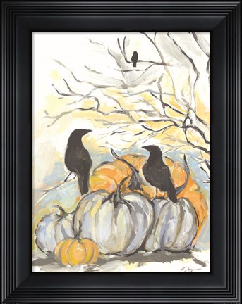 Framed Crows in the Pumpkin Patch Print