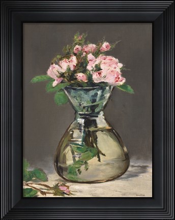 Framed Watercolor Pink Roses Print
