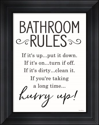 Framed Bathroom Rules Print