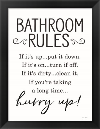 Framed Bathroom Rules Print