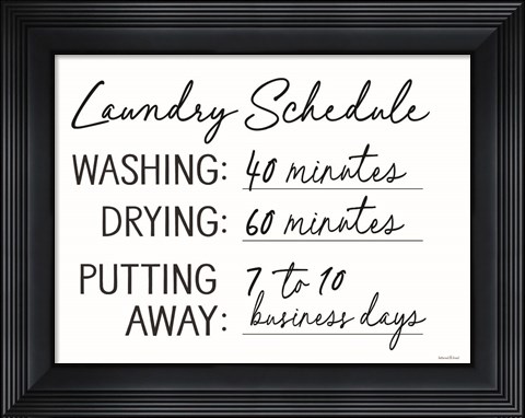 Framed Laundry Schedule Print