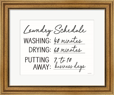 Framed Laundry Schedule Print