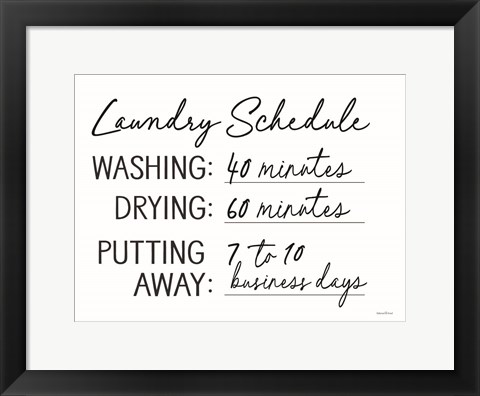 Framed Laundry Schedule Print