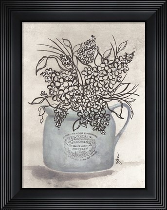 Framed Sketchy Floral Enamel Pot Print