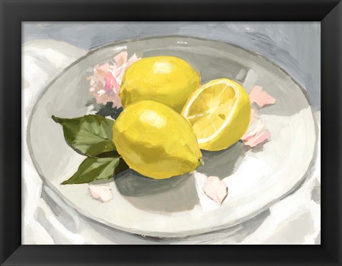 Framed Lemons on a Plate I Print