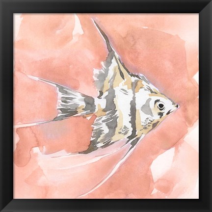 Framed Blush and Ochre Angel Fish I Print