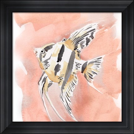 Framed Blush and Ochre Angel Fish II Print
