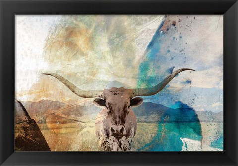 Framed Longhorn Print