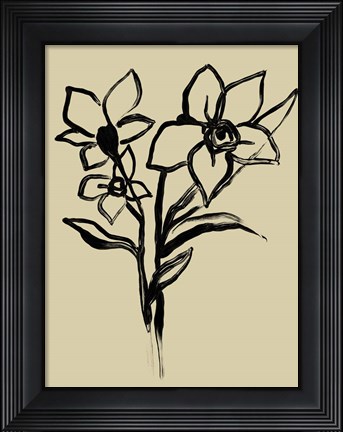 Framed Inkwash Floral I Print