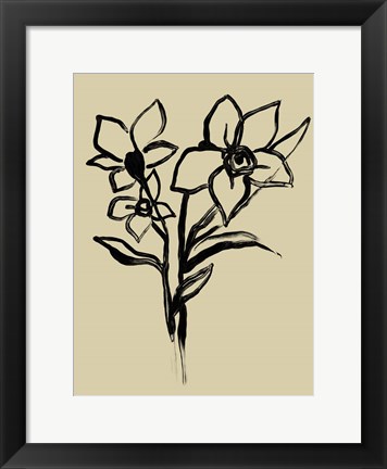 Framed Inkwash Floral I Print