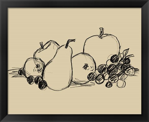 Framed Graphite Fruit II Print