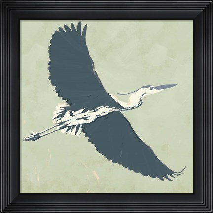 Framed Heron Flying I Print