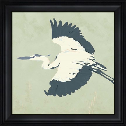 Framed Heron Flying II Print
