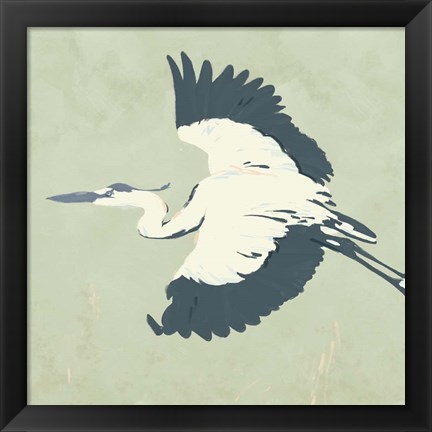 Framed Heron Flying II Print