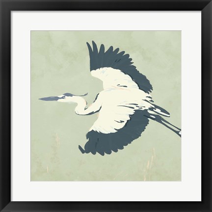 Framed Heron Flying II Print