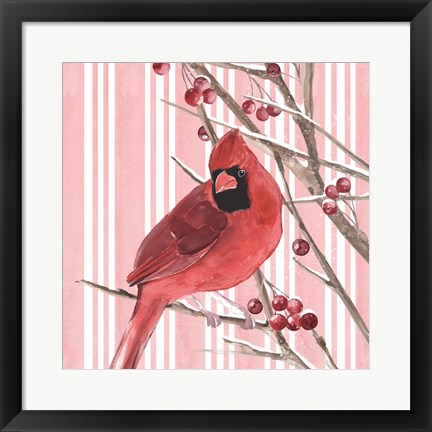 Framed Winter Cardinal I Print