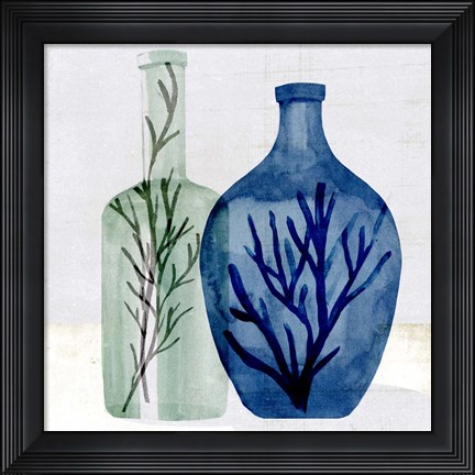 Framed Sea Glass Vase I Print