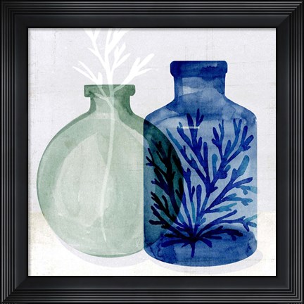 Framed Sea Glass Vase II Print