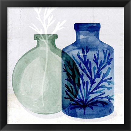 Framed Sea Glass Vase II Print