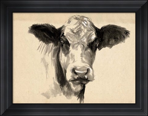 Framed Charcoal Cow II Print