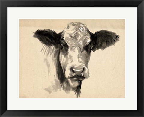 Framed Charcoal Cow II Print