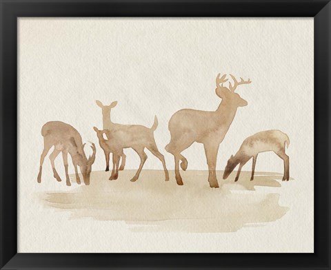 Framed Whitetail Herd II Print