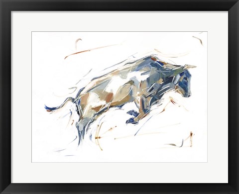 Framed Modern Bull Study I Print