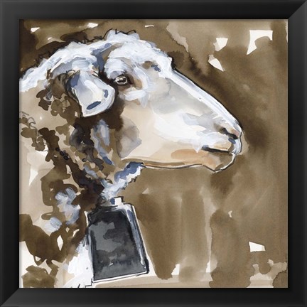 Framed Side Eye Sheep I Print