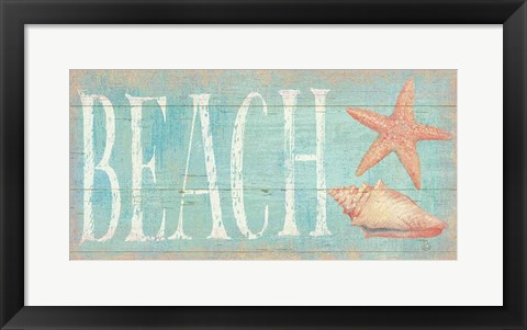 Framed Pastel Beach with Pink Print