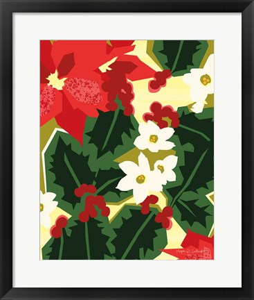 Framed Holiday Poinsettias II Print
