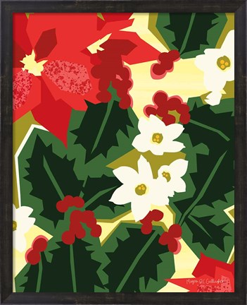 Framed Holiday Poinsettias II Print