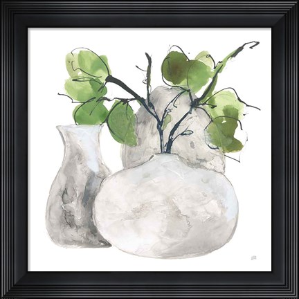 Framed Three Vases III Print