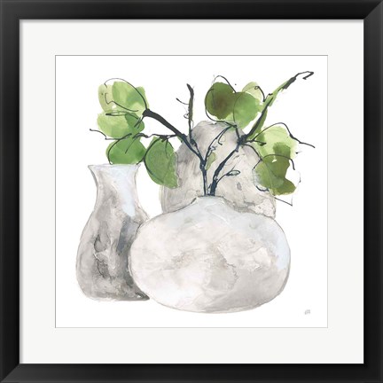 Framed Three Vases III Print