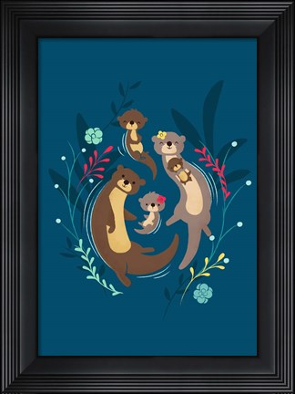 Framed Otter Family Print