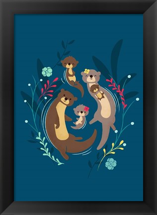 Framed Otter Family Print