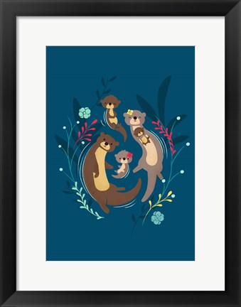 Framed Otter Family Print