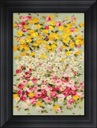 Framed Festone di Fiori (azure) Print