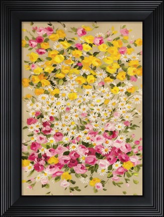 Framed Festone di Fiori (beige) Print