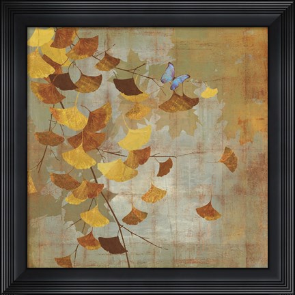 Framed Gingko Branch I Print