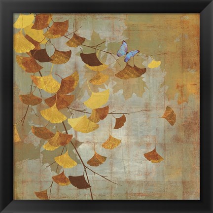 Framed Gingko Branch I Print